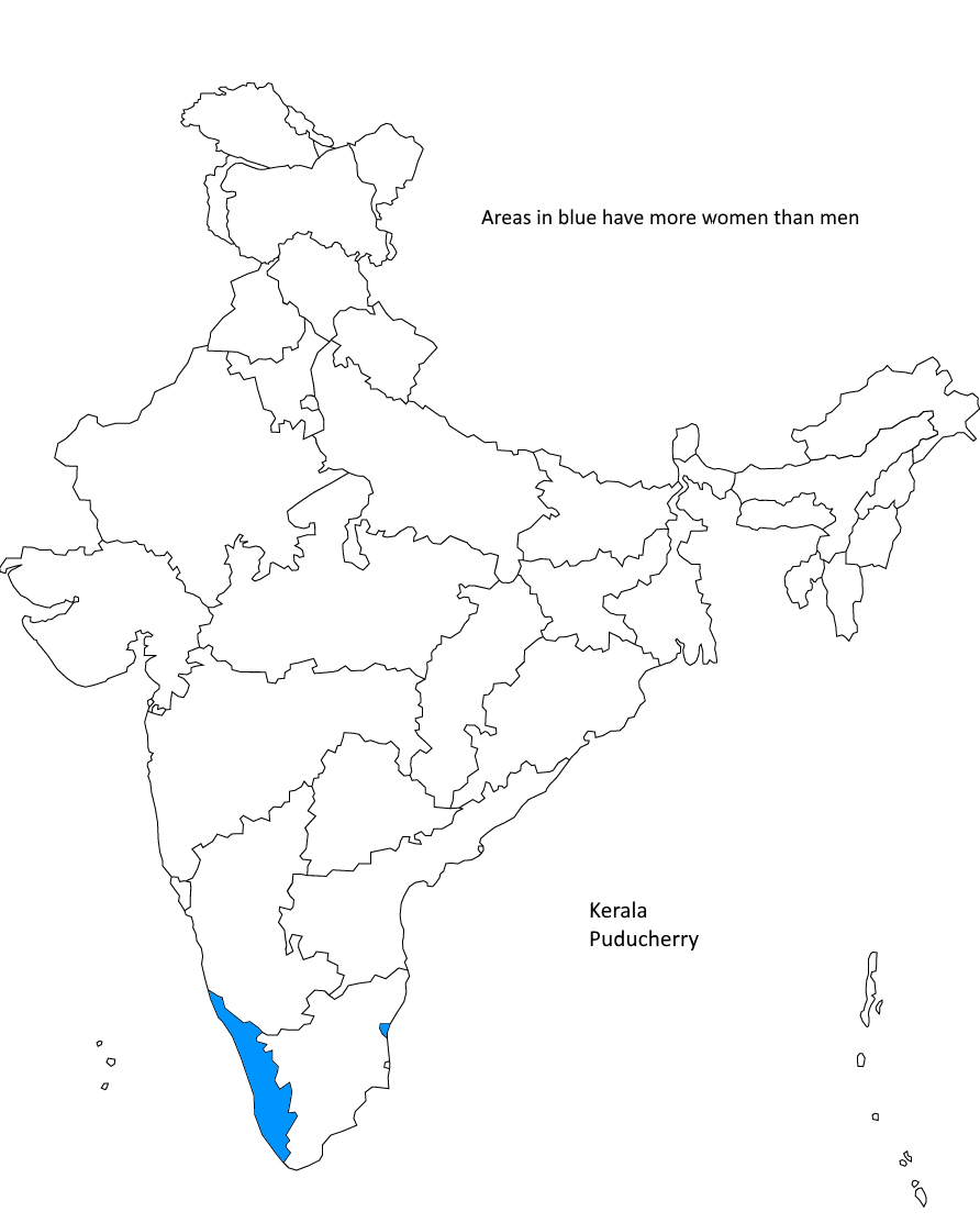 Only Kerala and Puducherry have more women than men